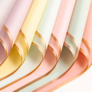Flower Wrapping Paper Gold Edge Bouquet