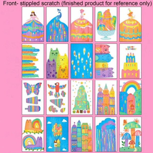 Rainbow Scratch Art Painting Postcard Kids - Image 2