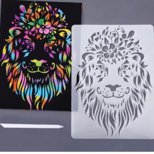 Rainbow Scratch Art Craft Stencil