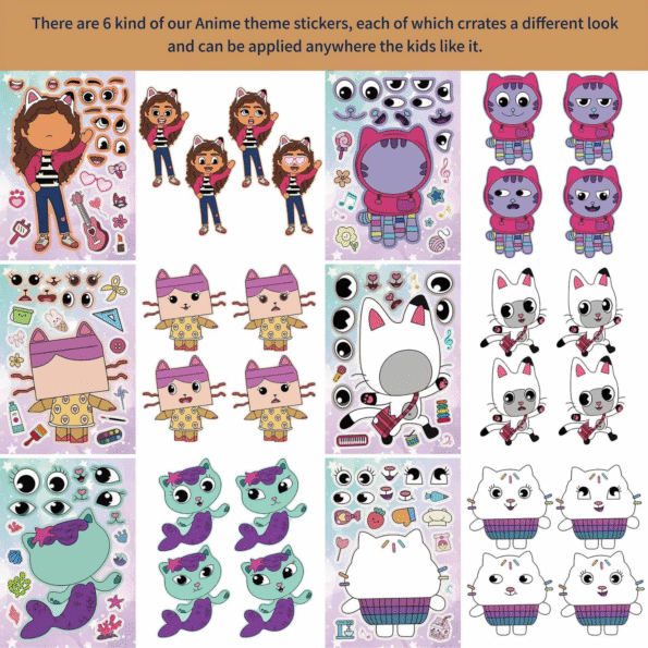 Gabby Cat Dolls Cartoon Stickers Diy - Image 2