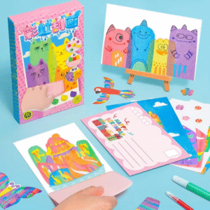 Rainbow Scratch Art Painting Postcard Kids