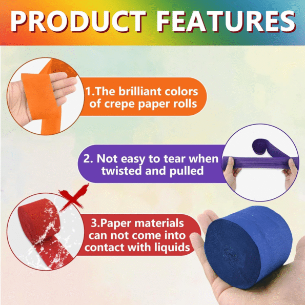 Rainbow Crepe Paper Streamers - Image 2