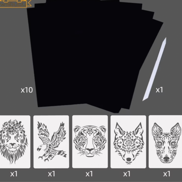 Rainbow Scratch Art Craft Stencil - Image 2
